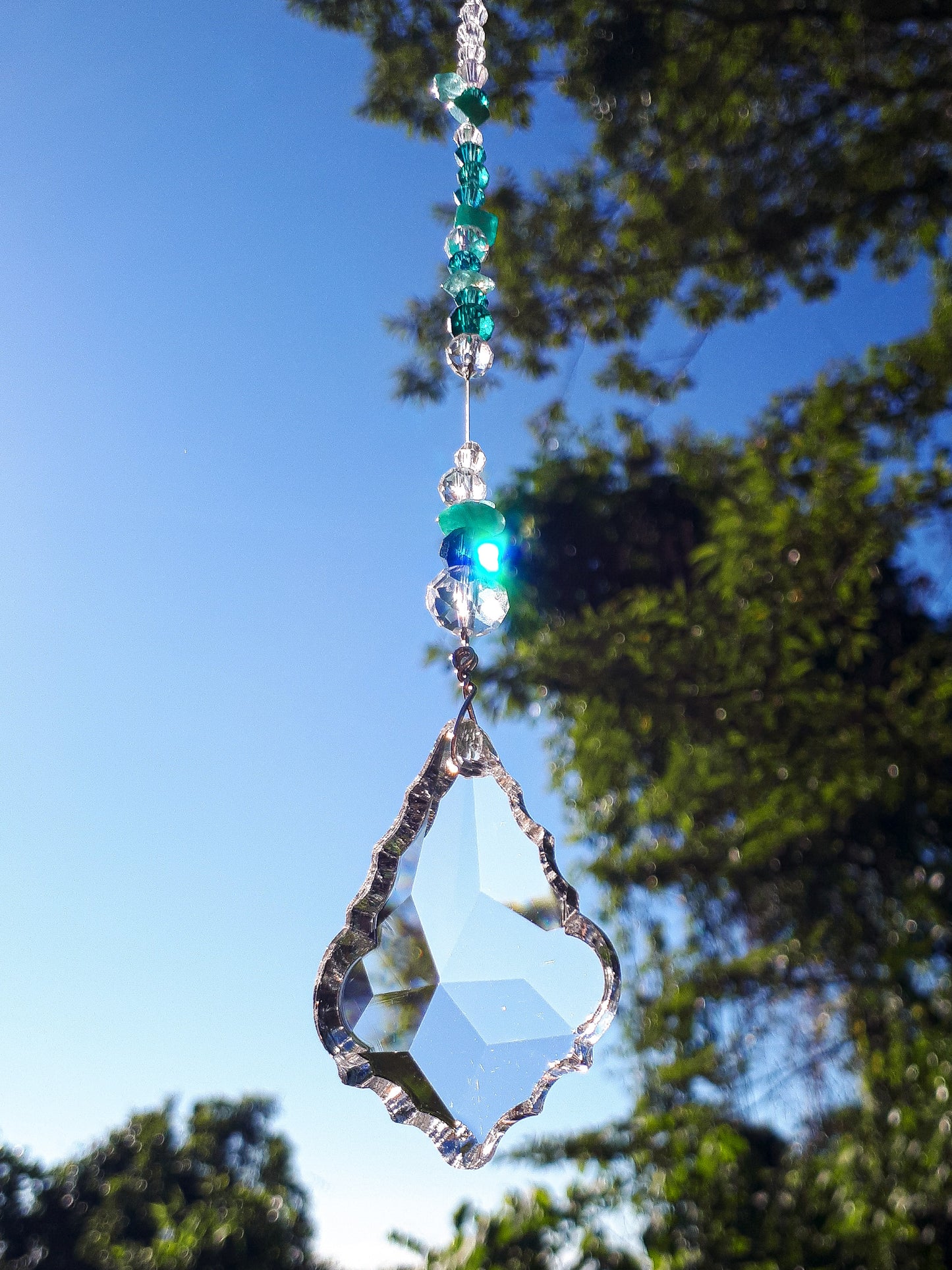 Teal Blue Flake Suncatcher