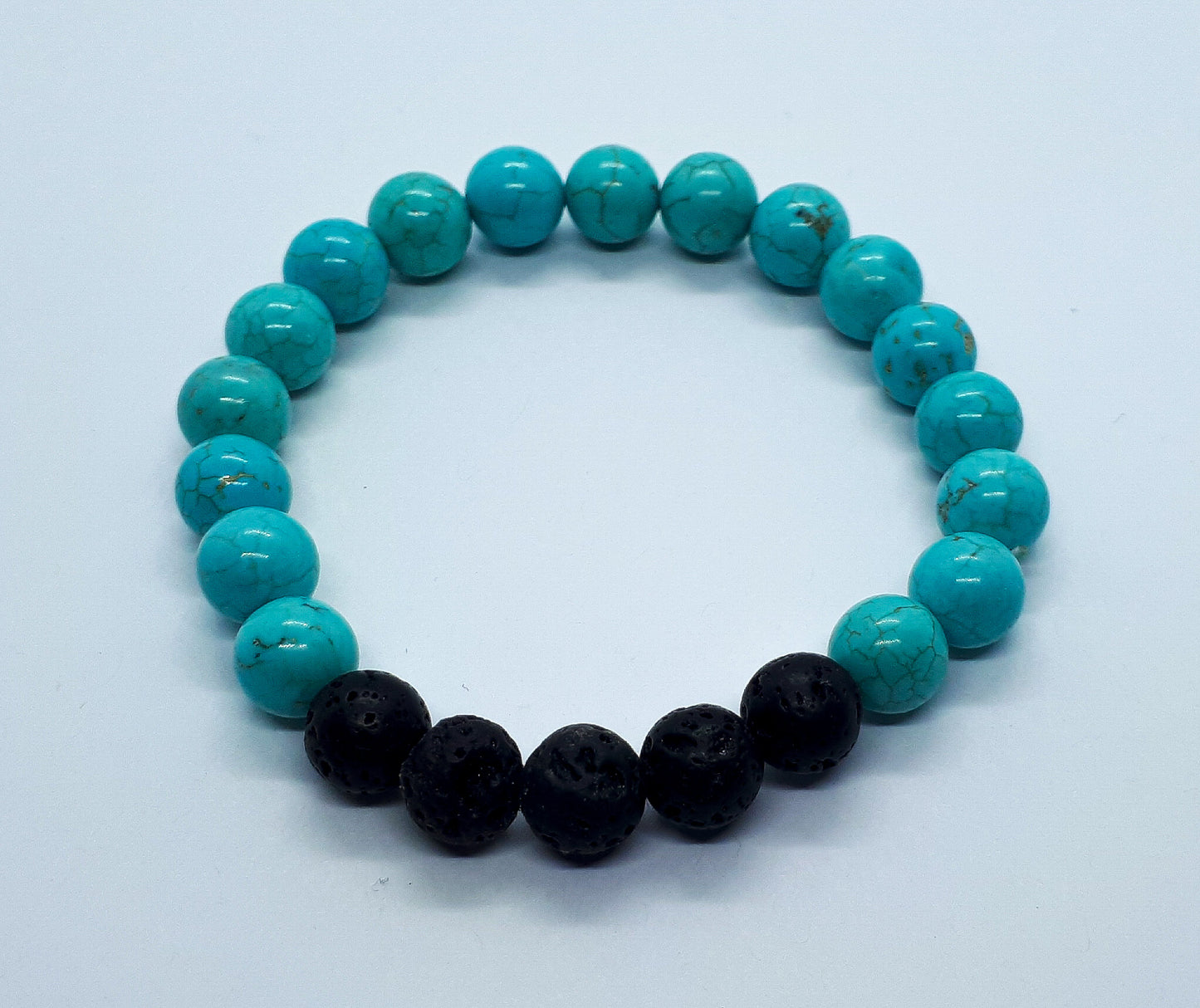 Blue Howlite Diffuser Bracelet with Black Lava beads