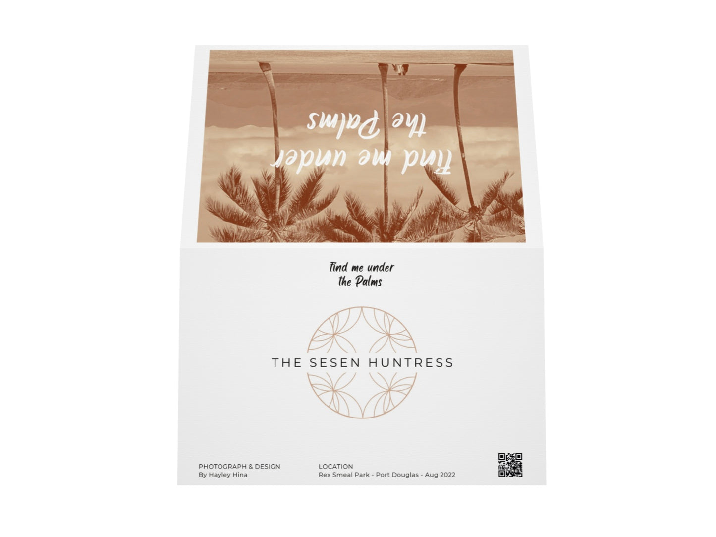 Find Me Under The Palms blank greeting card