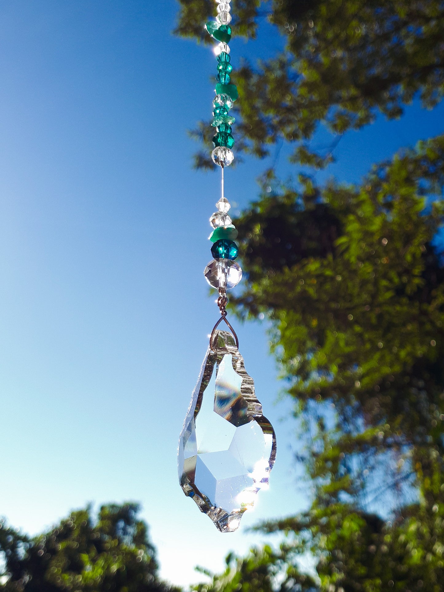 Teal Blue Flake Suncatcher