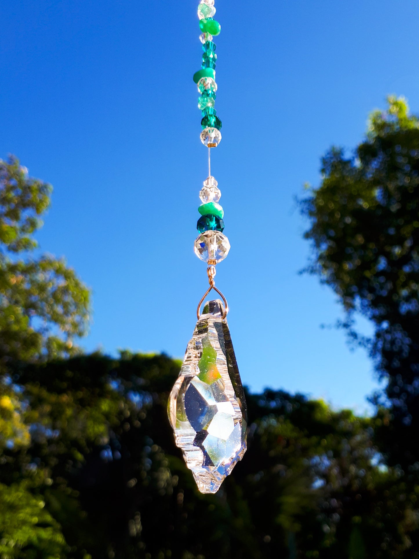 Teal Blue Flake Suncatcher