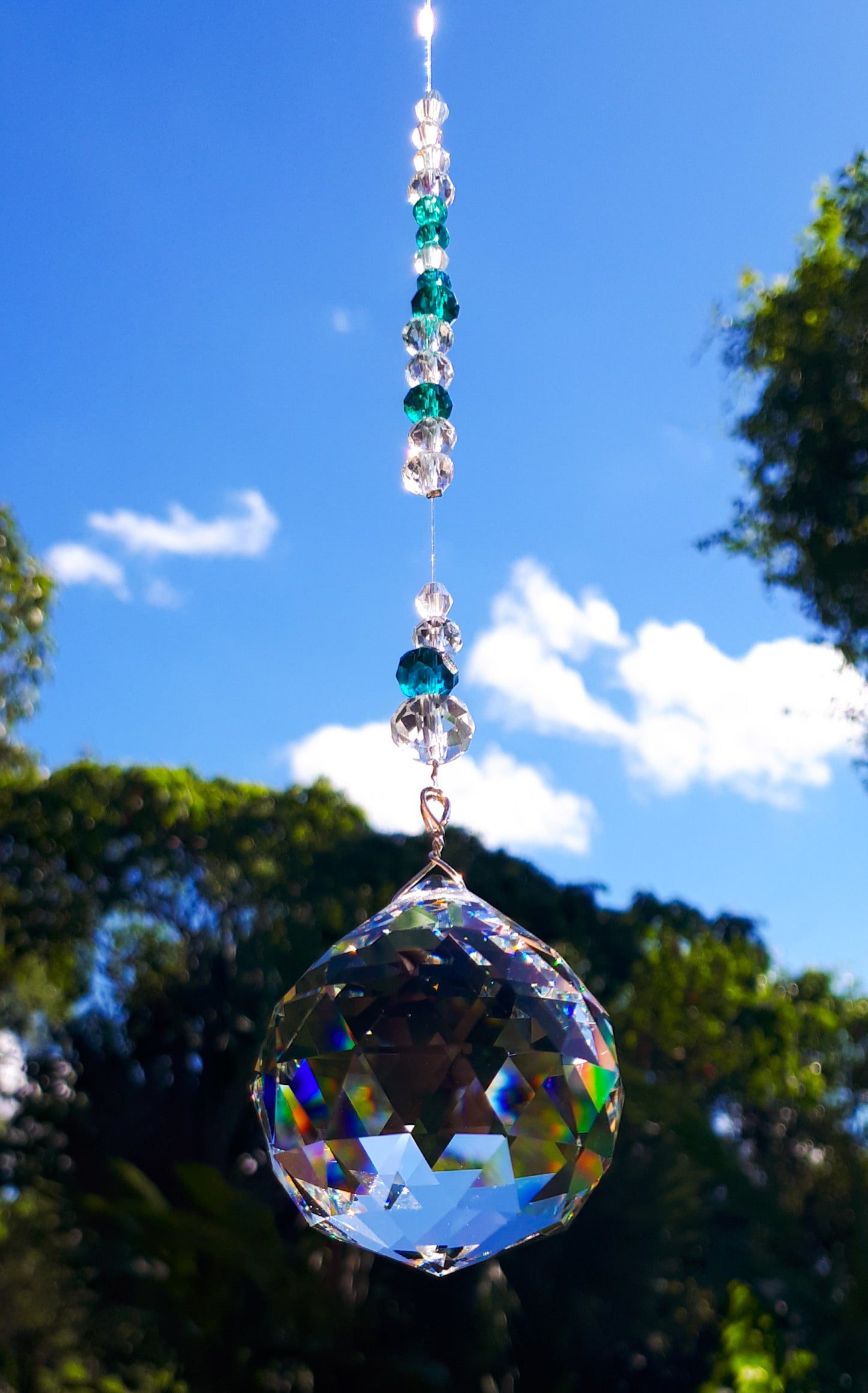 Teal Blue Sphere Suncatcher