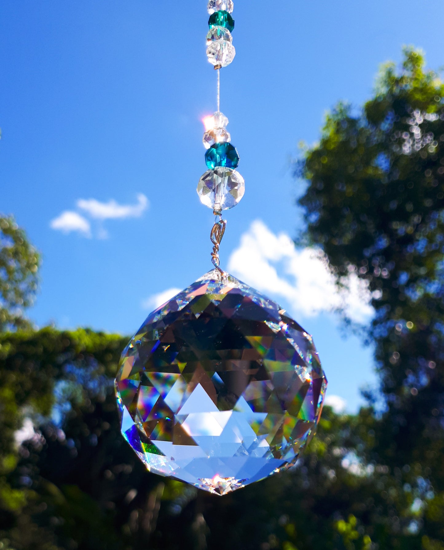 Teal Blue Sphere Suncatcher