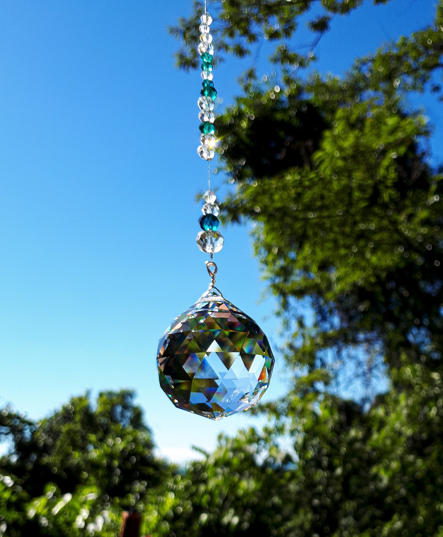 Teal Blue Sphere Suncatcher