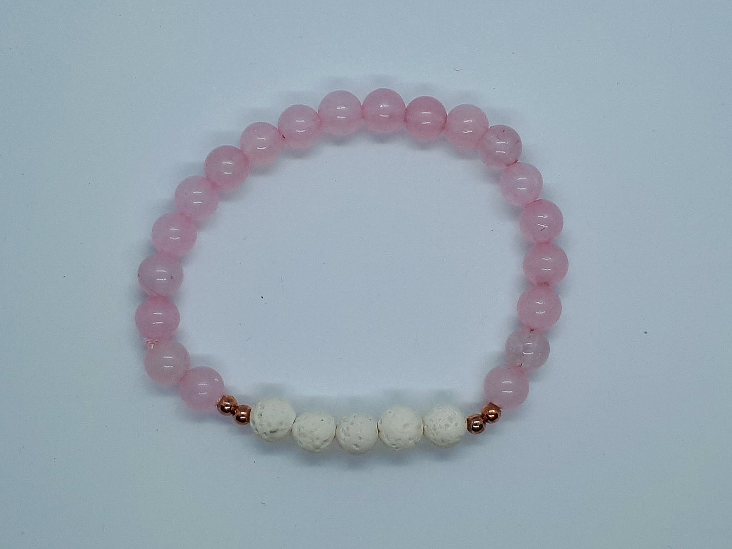 Rose Quartz Diffuser Bracelet With White Lava beads