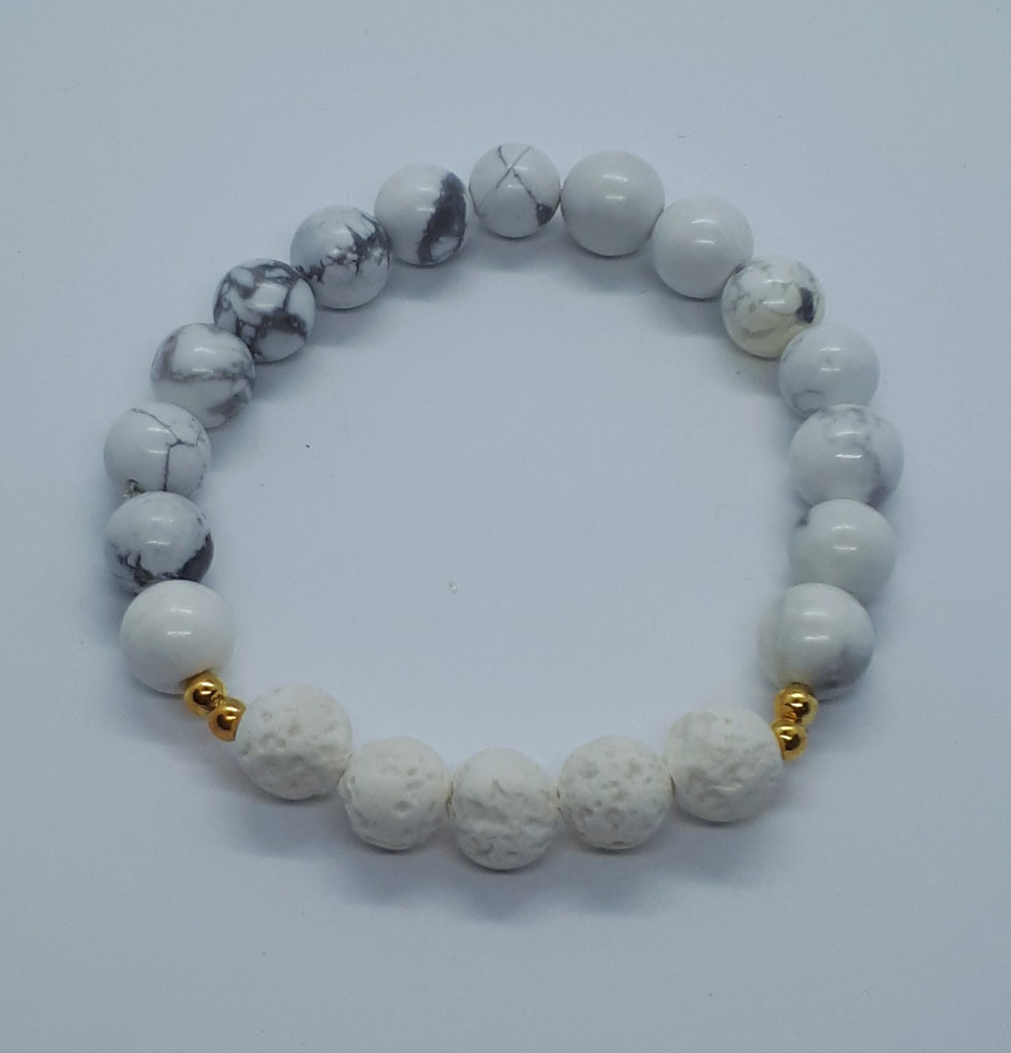 Howlite Diffuser Bracelet with White Lava beads