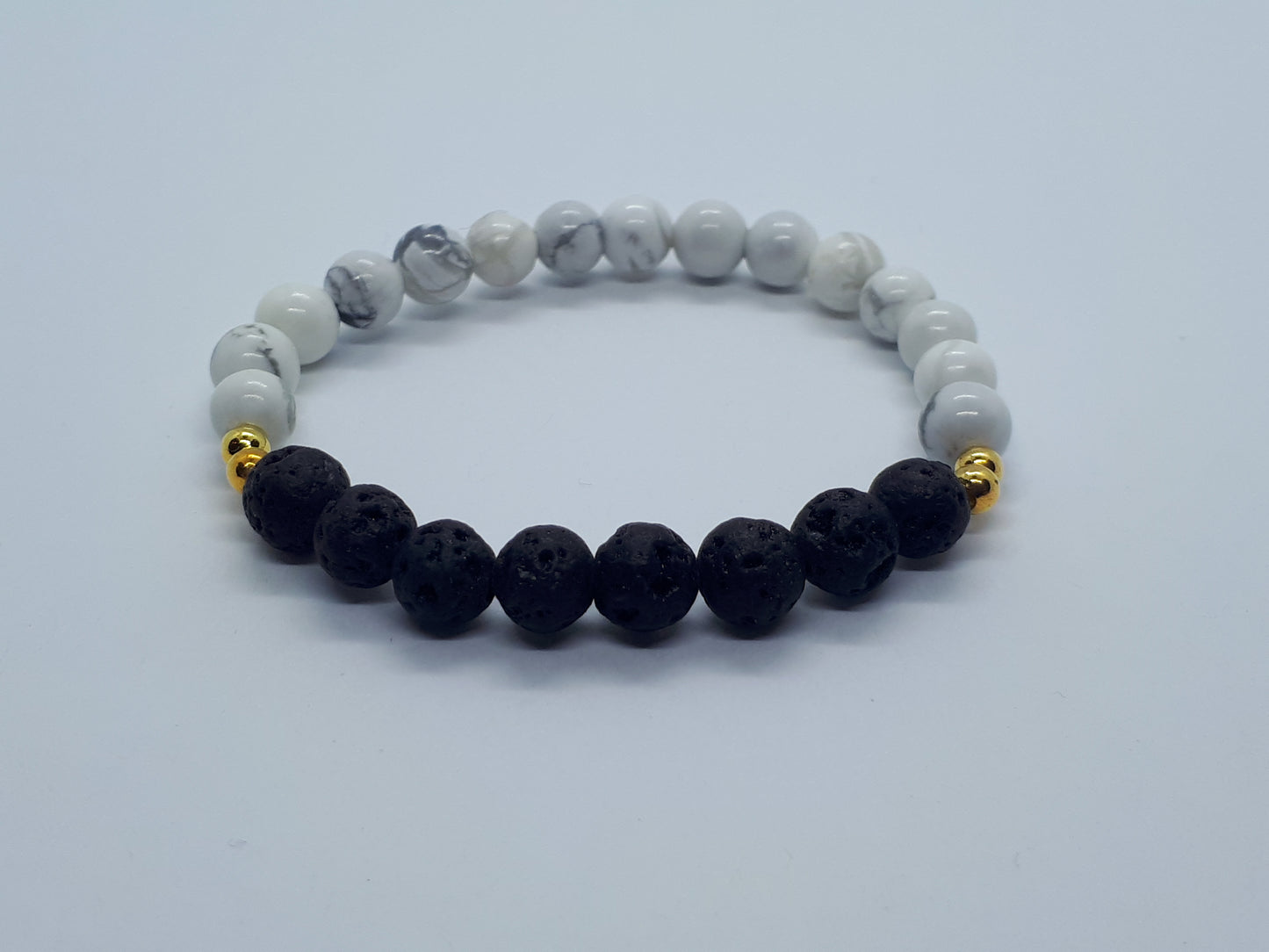 Howlite Diffuser Bracelet with Black Lava beads