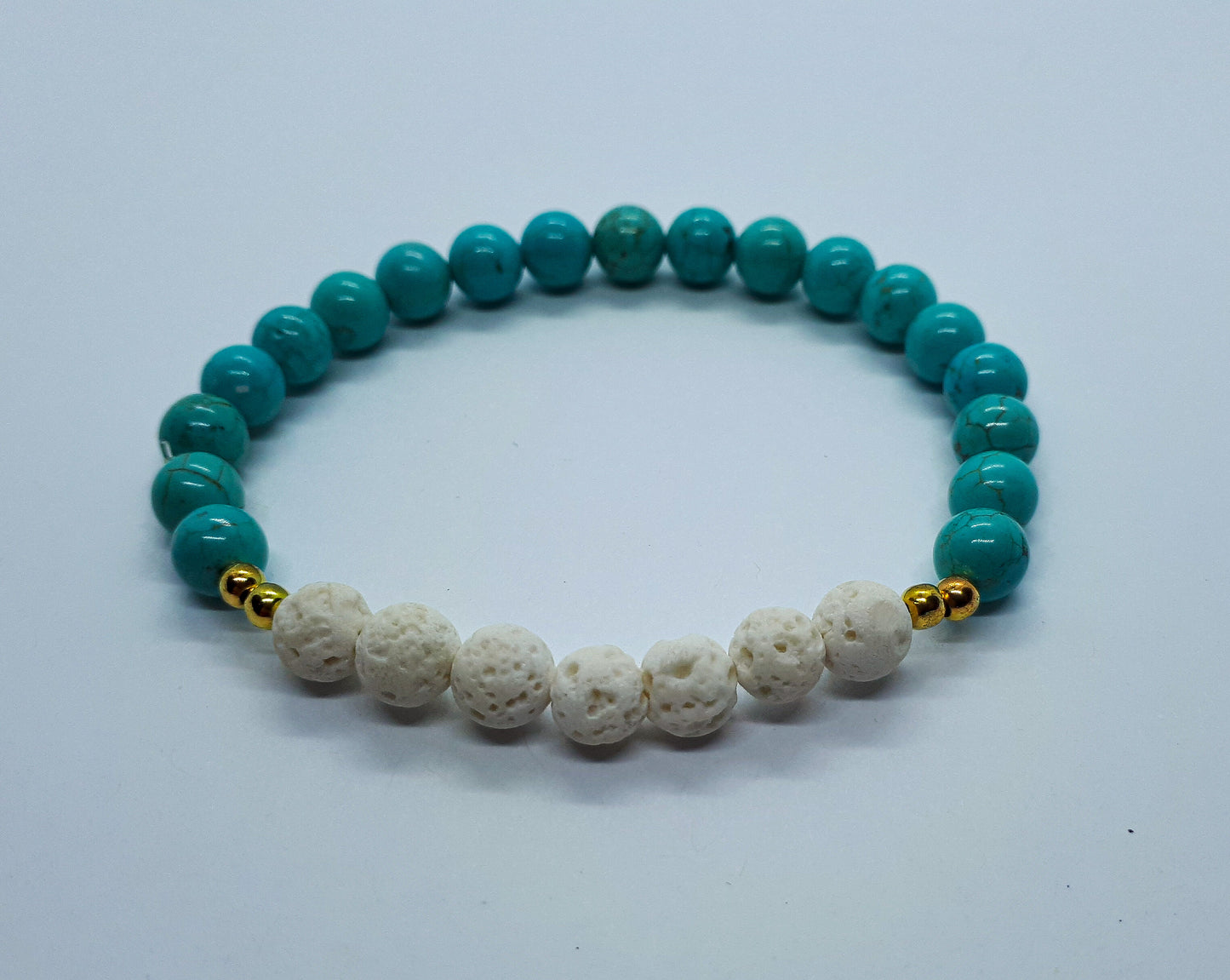 Blue Howlite Diffuser Bracelet with White Lava beads
