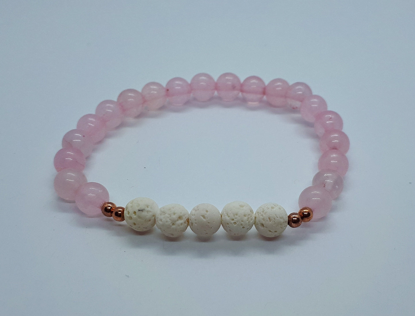 Rose Quartz Diffuser Bracelet With White Lava beads