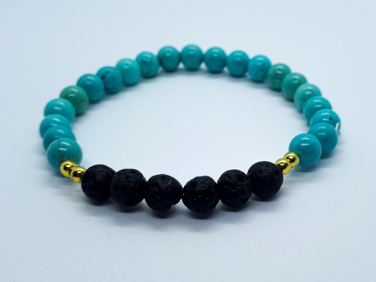 Blue Howlite Diffuser Bracelet with Black Lava beads