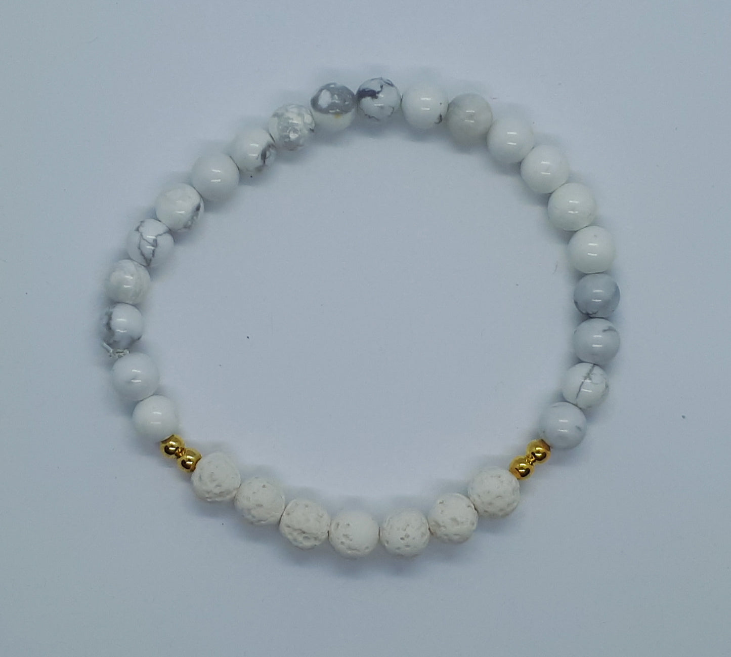 Howlite Diffuser Bracelet with White Lava beads