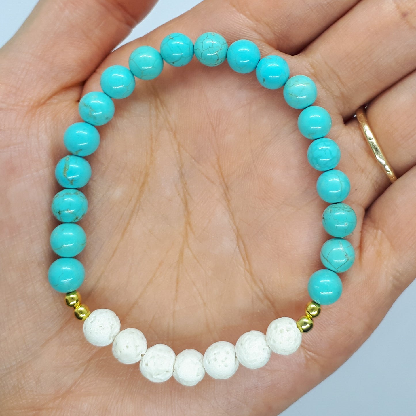 Blue Howlite Diffuser Bracelet with White Lava beads