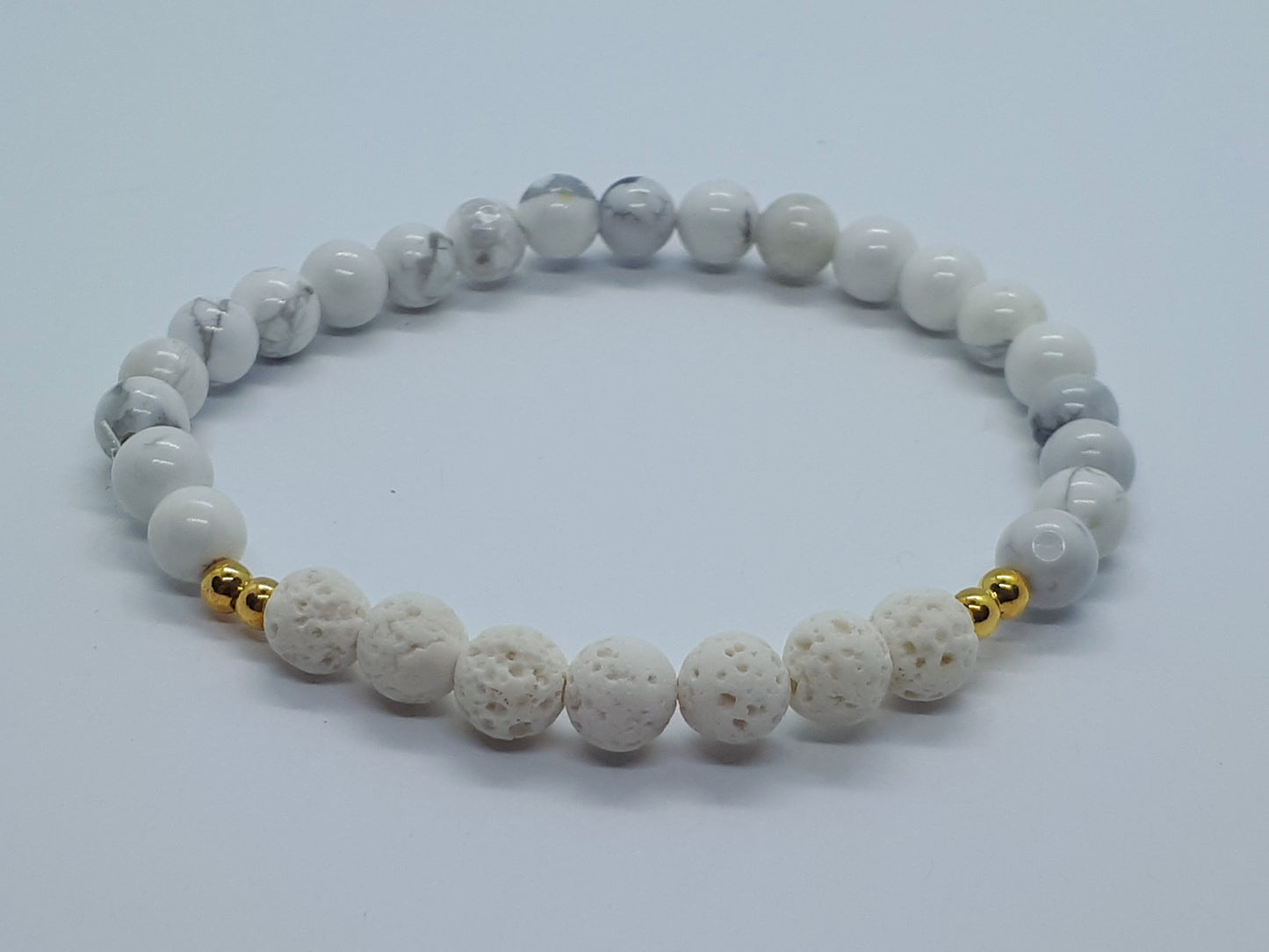 Howlite Diffuser Bracelet with White Lava beads