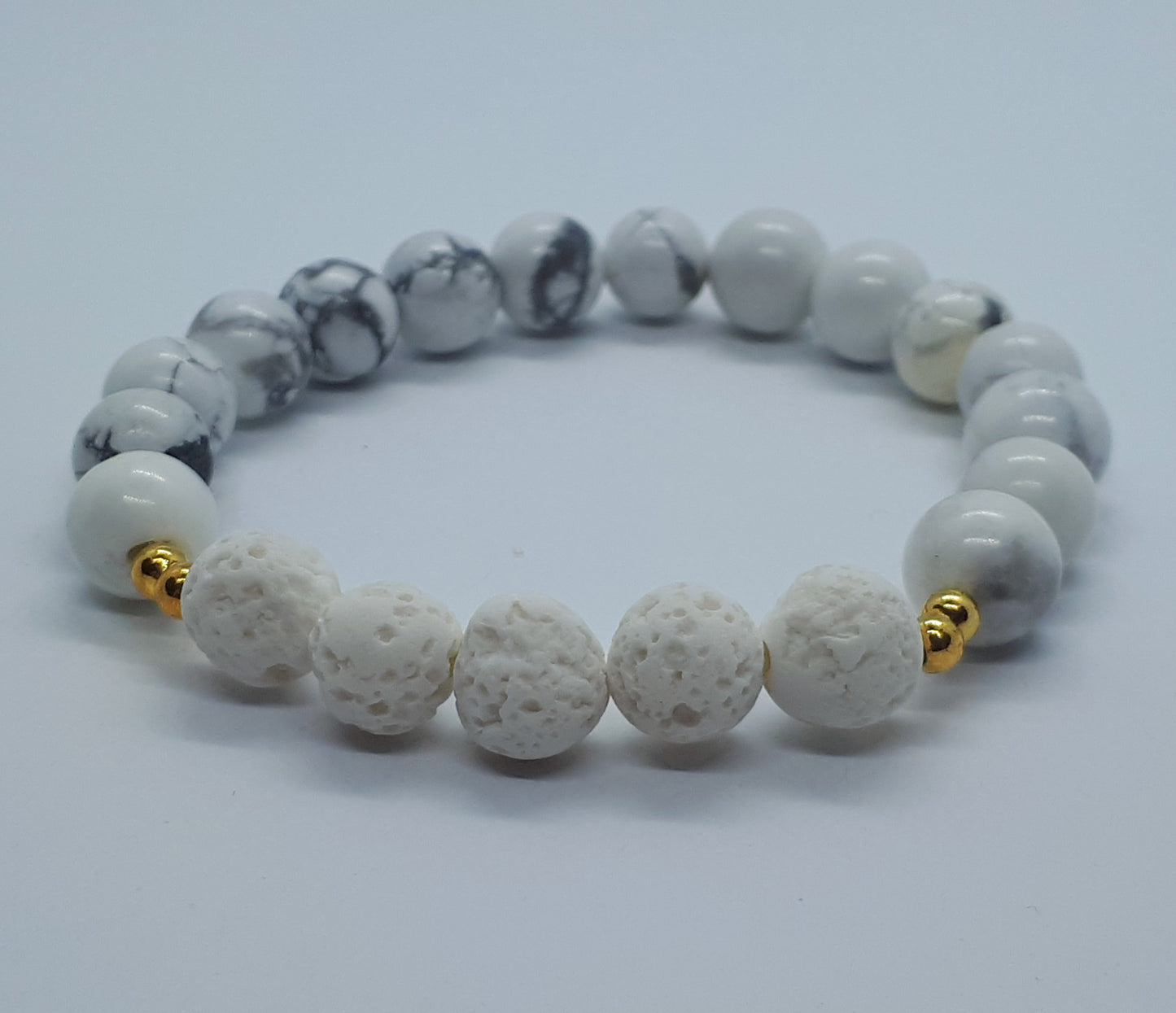 Howlite Diffuser Bracelet with White Lava beads