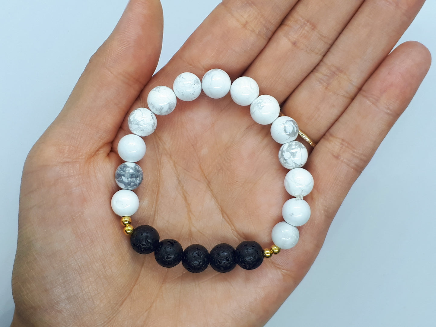 Howlite Diffuser Bracelet with Black Lava beads