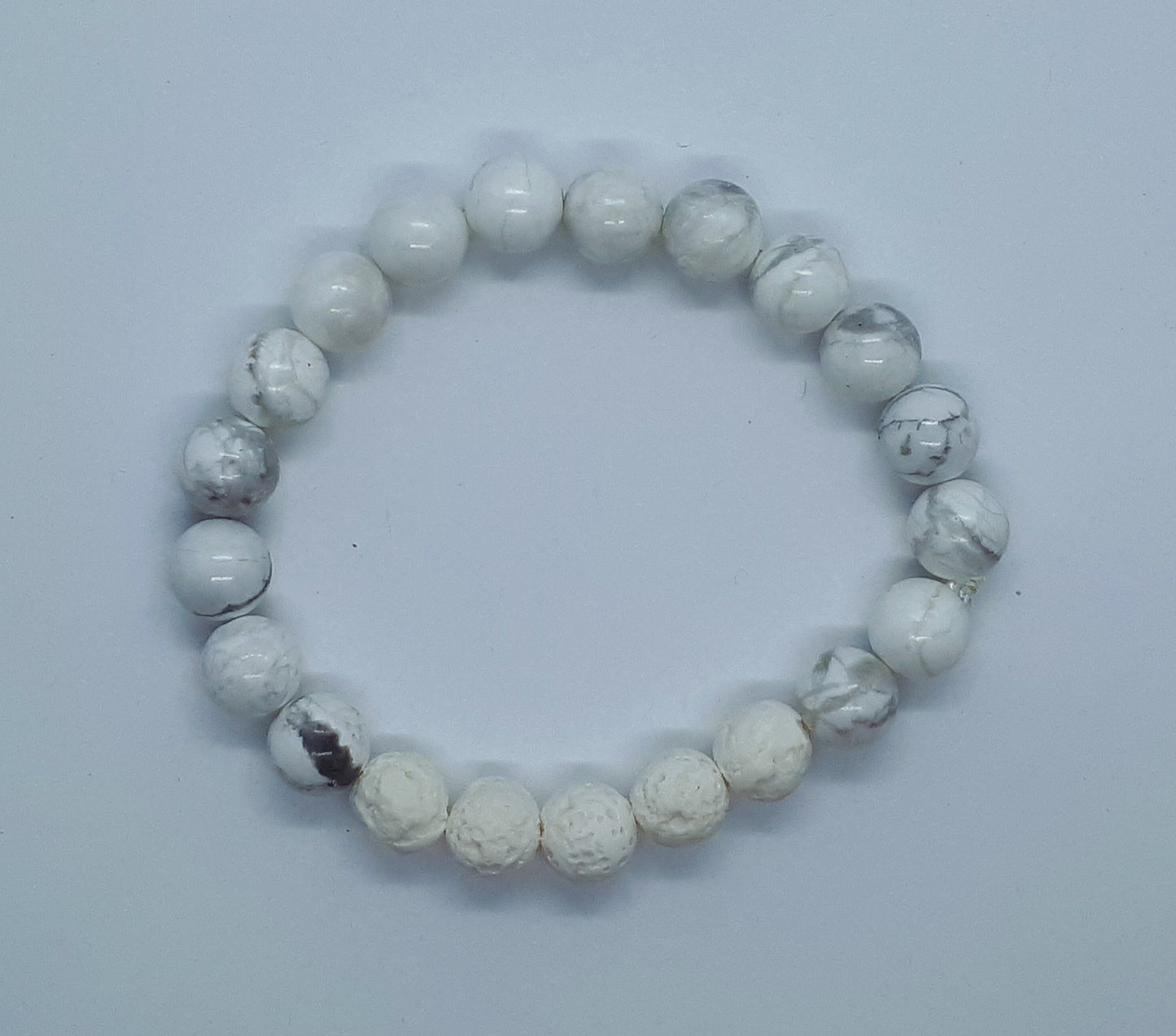 Howlite Diffuser Bracelet with White Lava beads