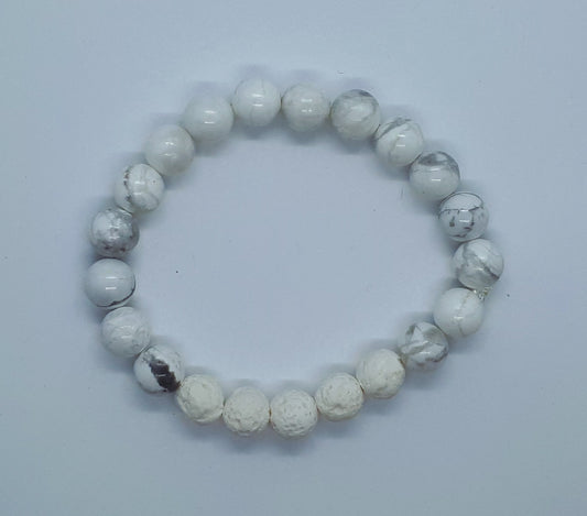 Howlite Diffuser Bracelet with White Lava beads