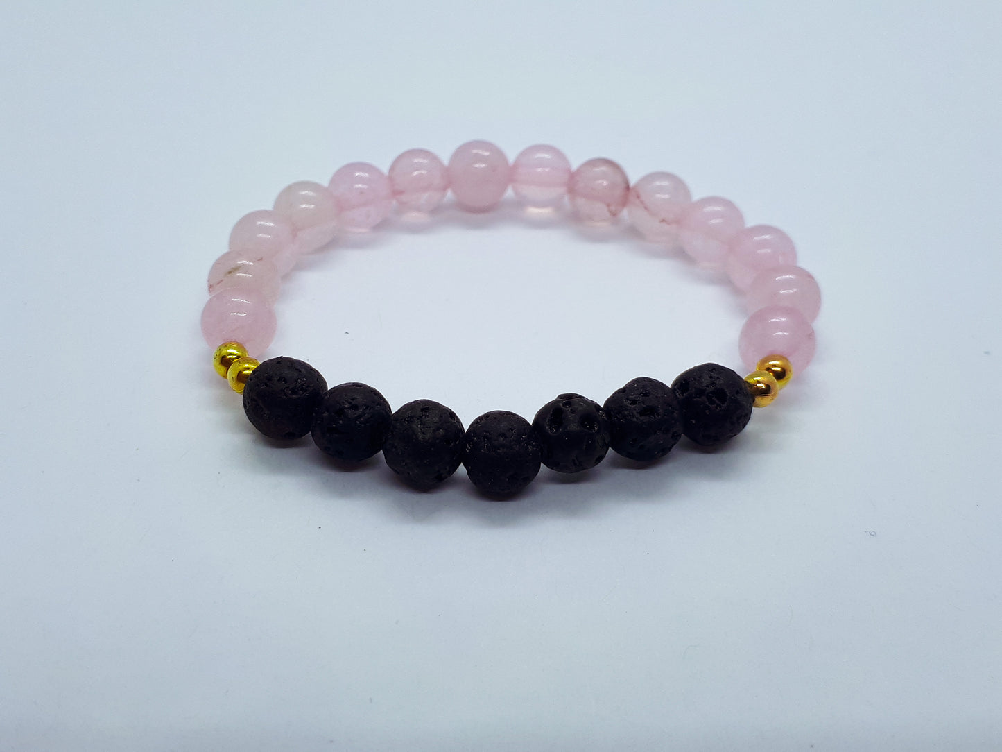 Rose Quartz Diffuser Bracelet with Black Lava beads