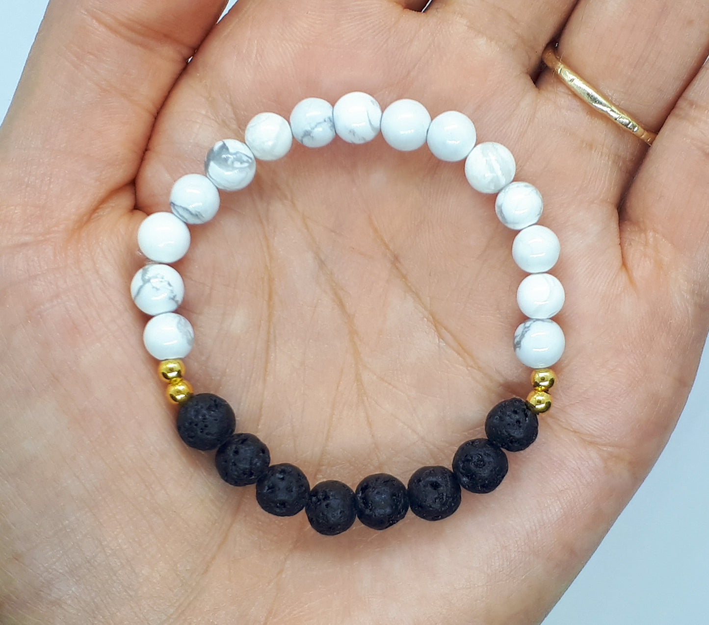 Howlite Diffuser Bracelet with Black Lava beads