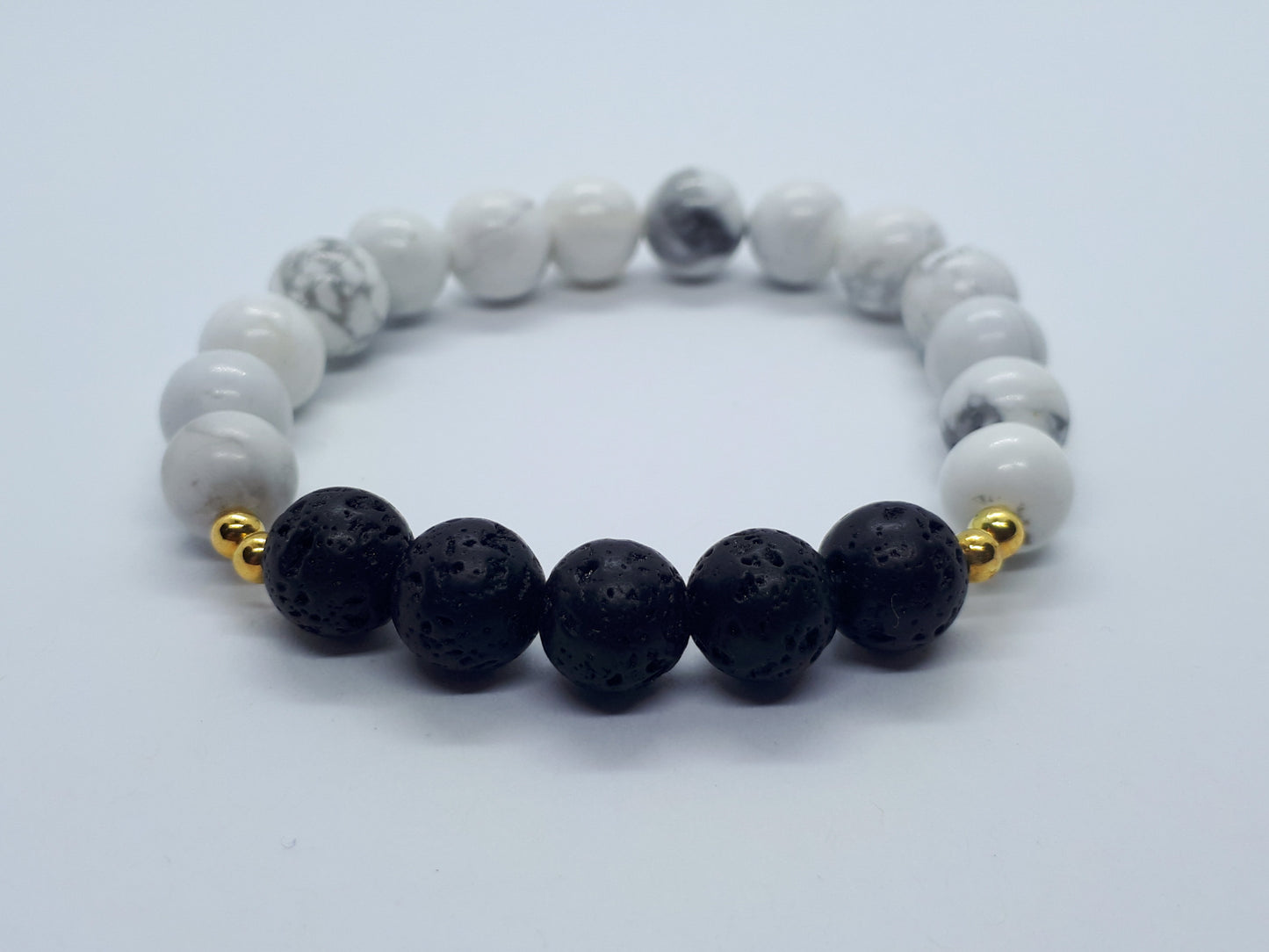 Howlite Diffuser Bracelet with Black Lava beads
