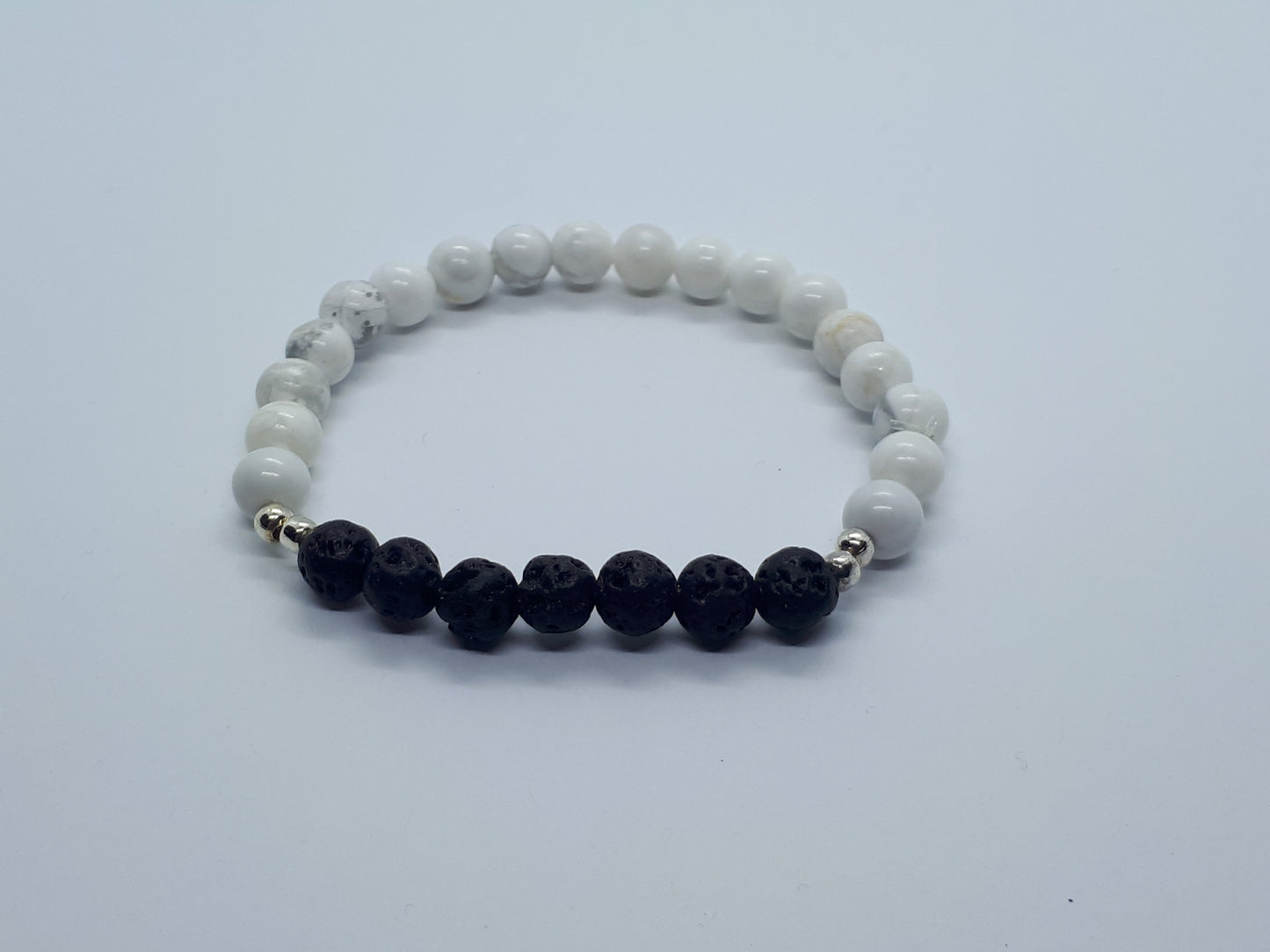 Howlite Diffuser Bracelet with Black Lava beads