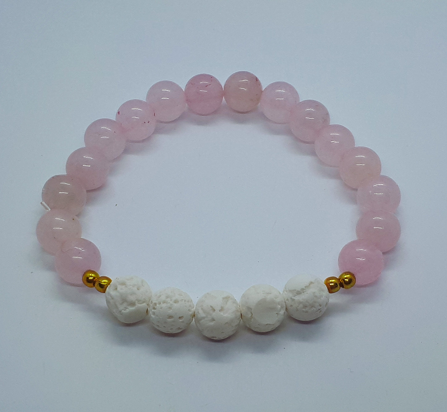 Rose Quartz Diffuser Bracelet With White Lava beads