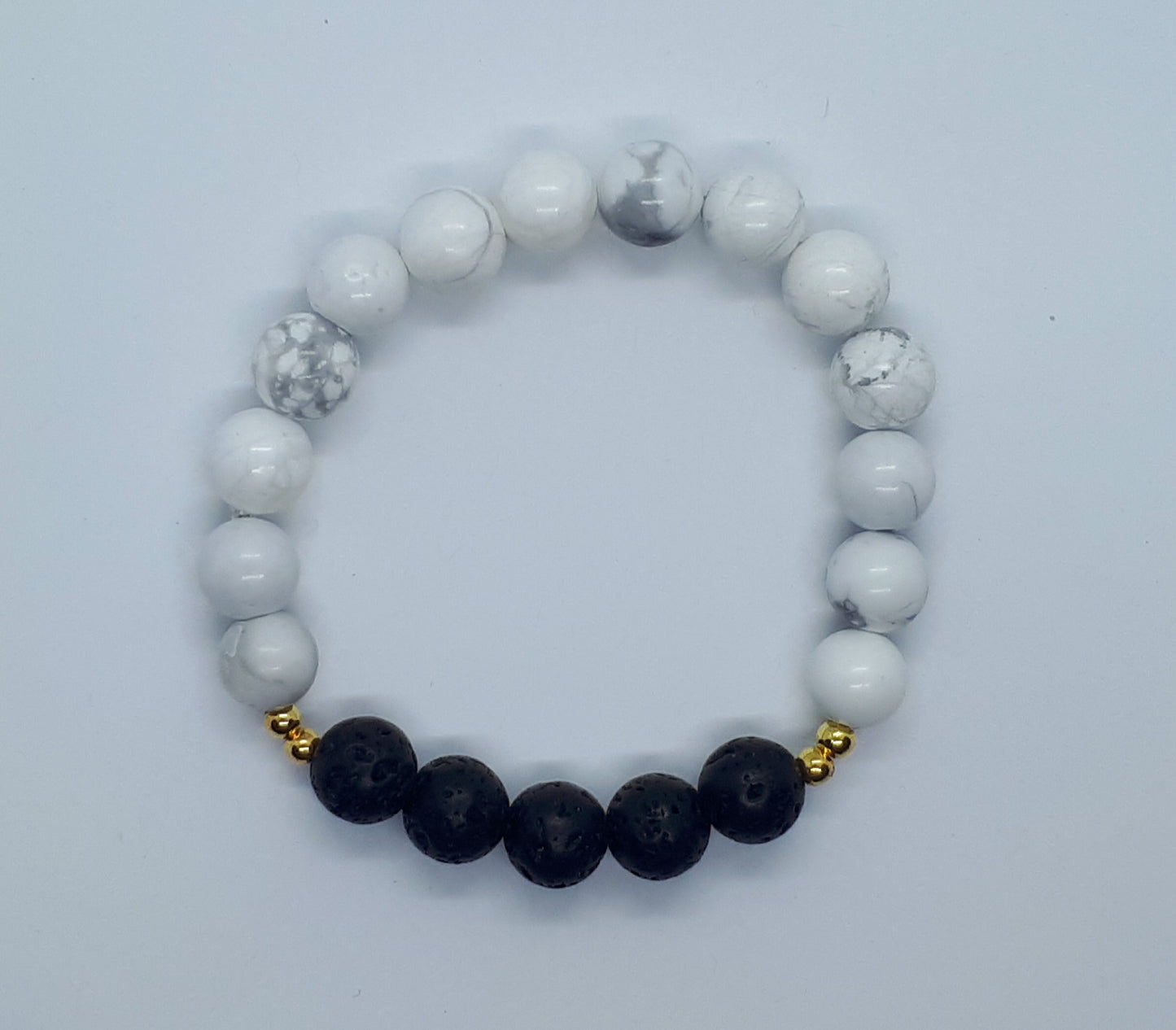 Howlite Diffuser Bracelet with Black Lava beads