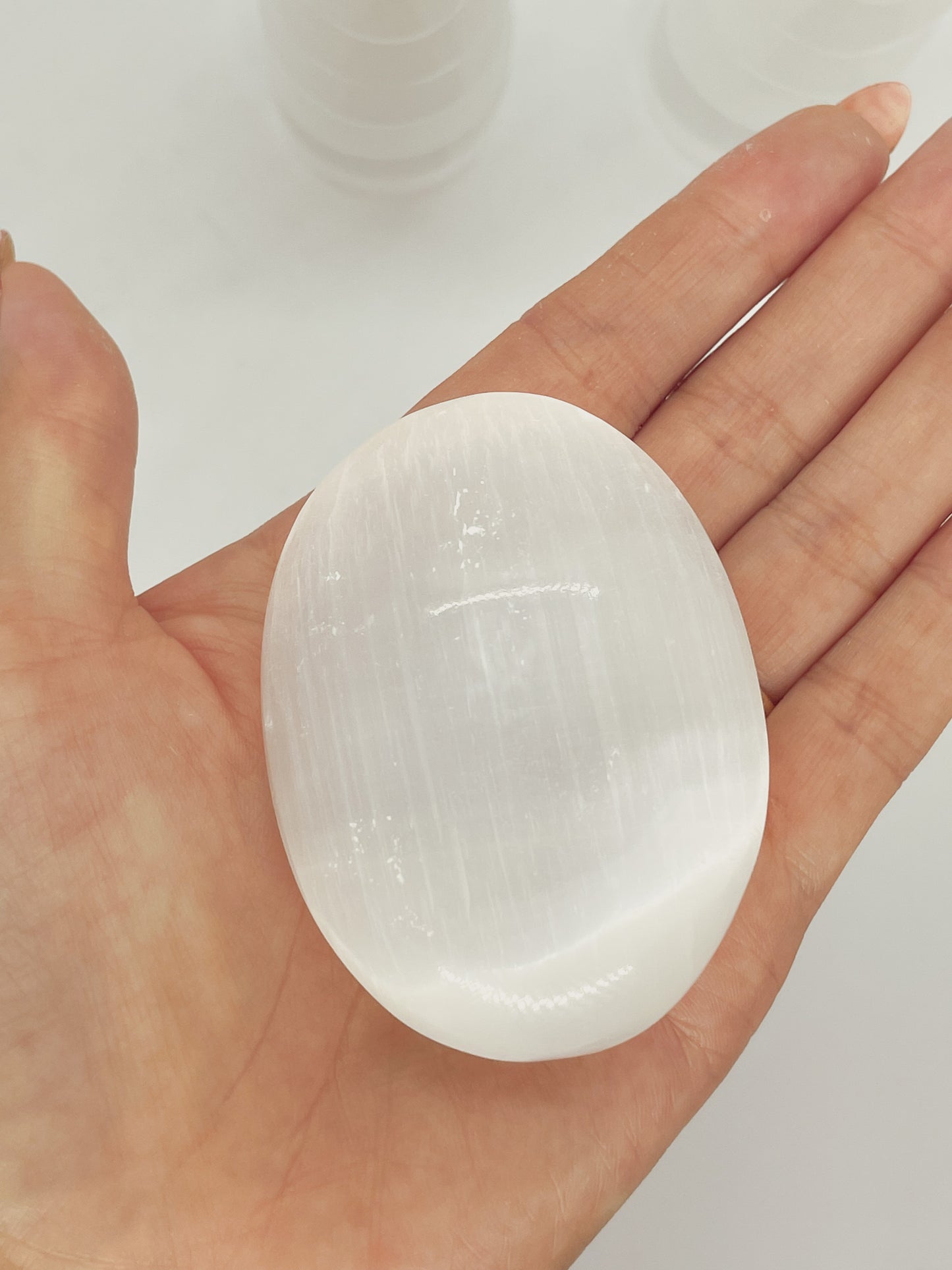 Selenite Palm stone