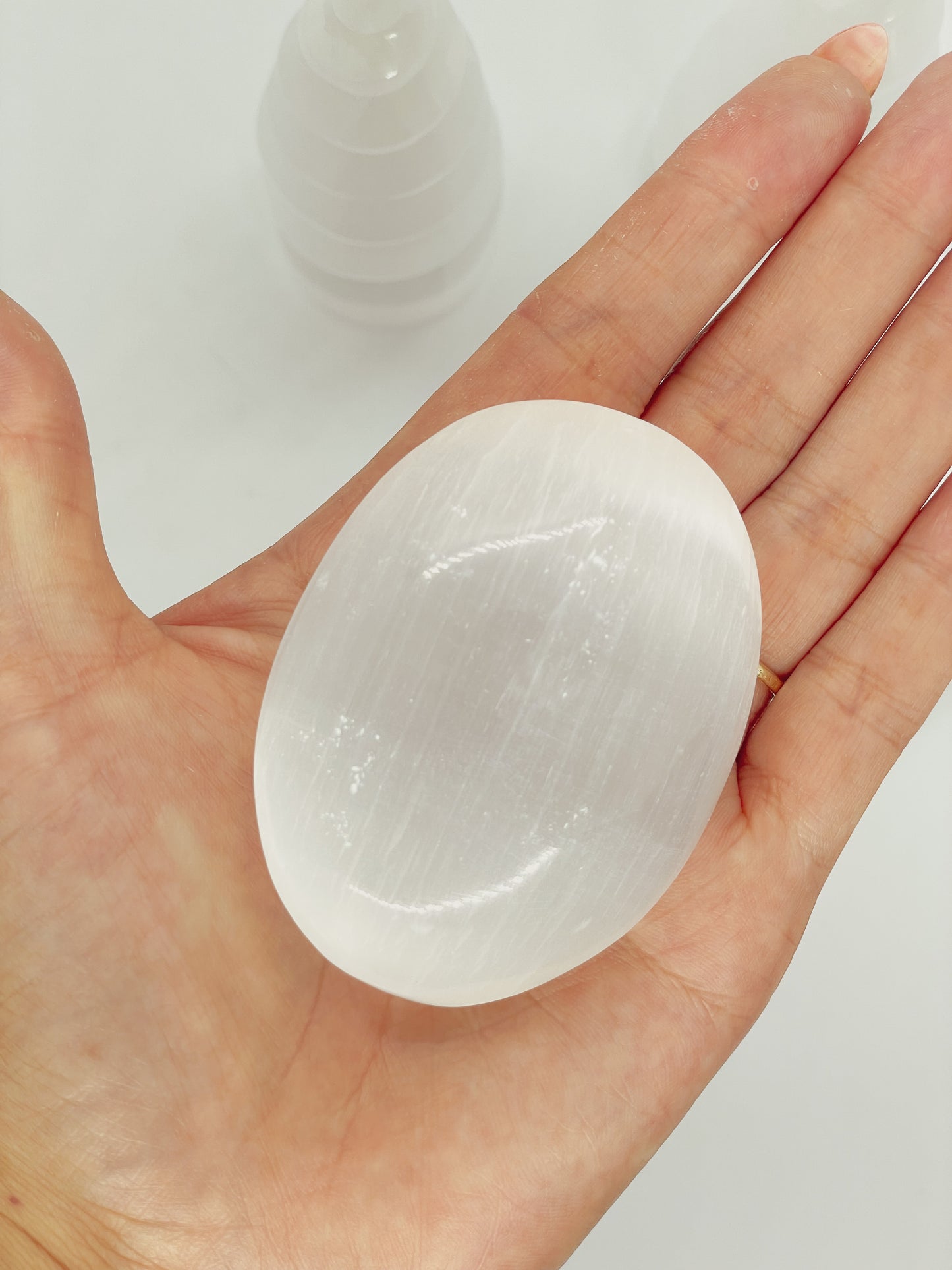 Selenite Palm stone